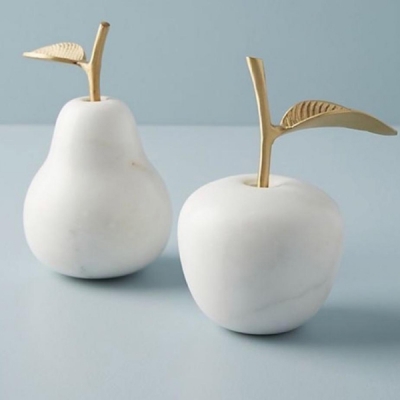 Marble Apple and Pear Decorative Object