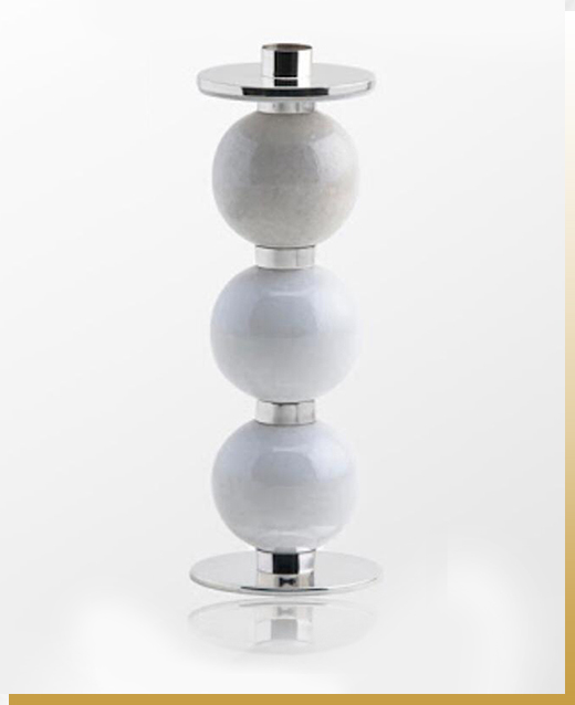 Marble Triple Ball Candlestick