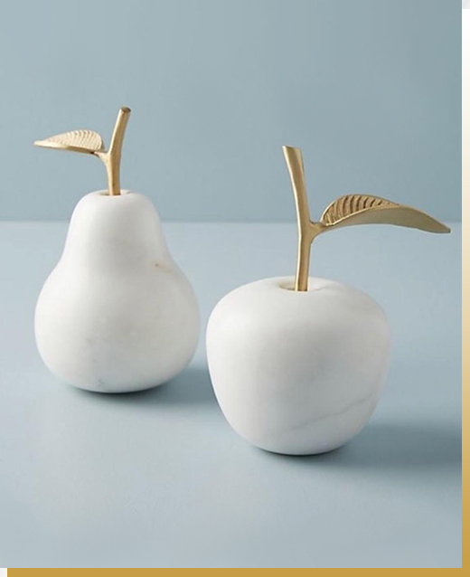 Marble Apple and Pear Decorative Object